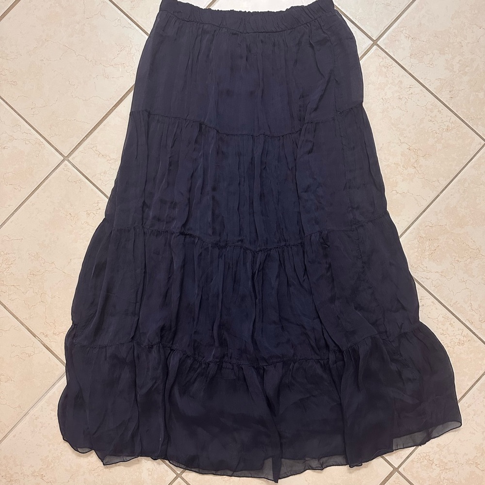 Tiered Maxi Skirt in Dark Navy
